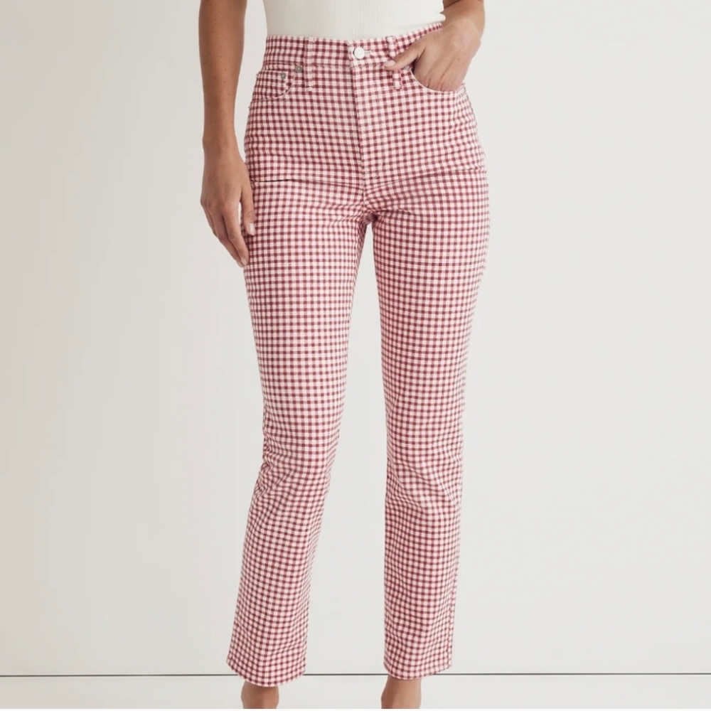 Madewell Red and White Gingham Perfect Vintage Jeans